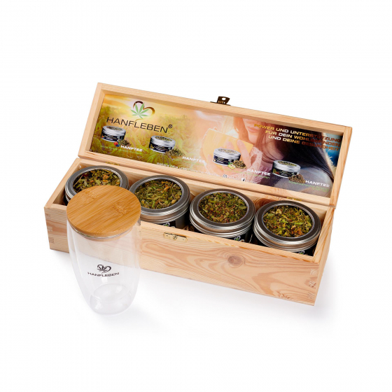 Hanfleben® Teabox Variant 2 + Tea glass